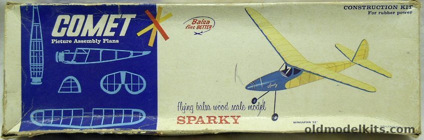 Comet Sparky - 32 Inch Wingspan Wakefield-Style Flying Aircraft, 3408-150 plastic model kit